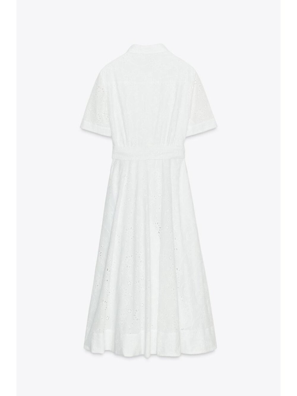 Zara Womens Shirt Dress XS White Embroidered Eyelet Belted Cotton 8223/087 NWT - Picture 4 of 14